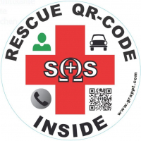RESCUE QR-CODE INSIDE (Round sticker to affix inside of windscreen)