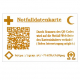 Notfalldatenkarte "Deutsch", im Kreditkartenformat mit indiv. QR-Code + URL zum Eintippen +  internationalen Notfallemblemen